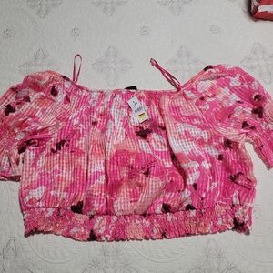 Pink Floral Off-Shoulder Top